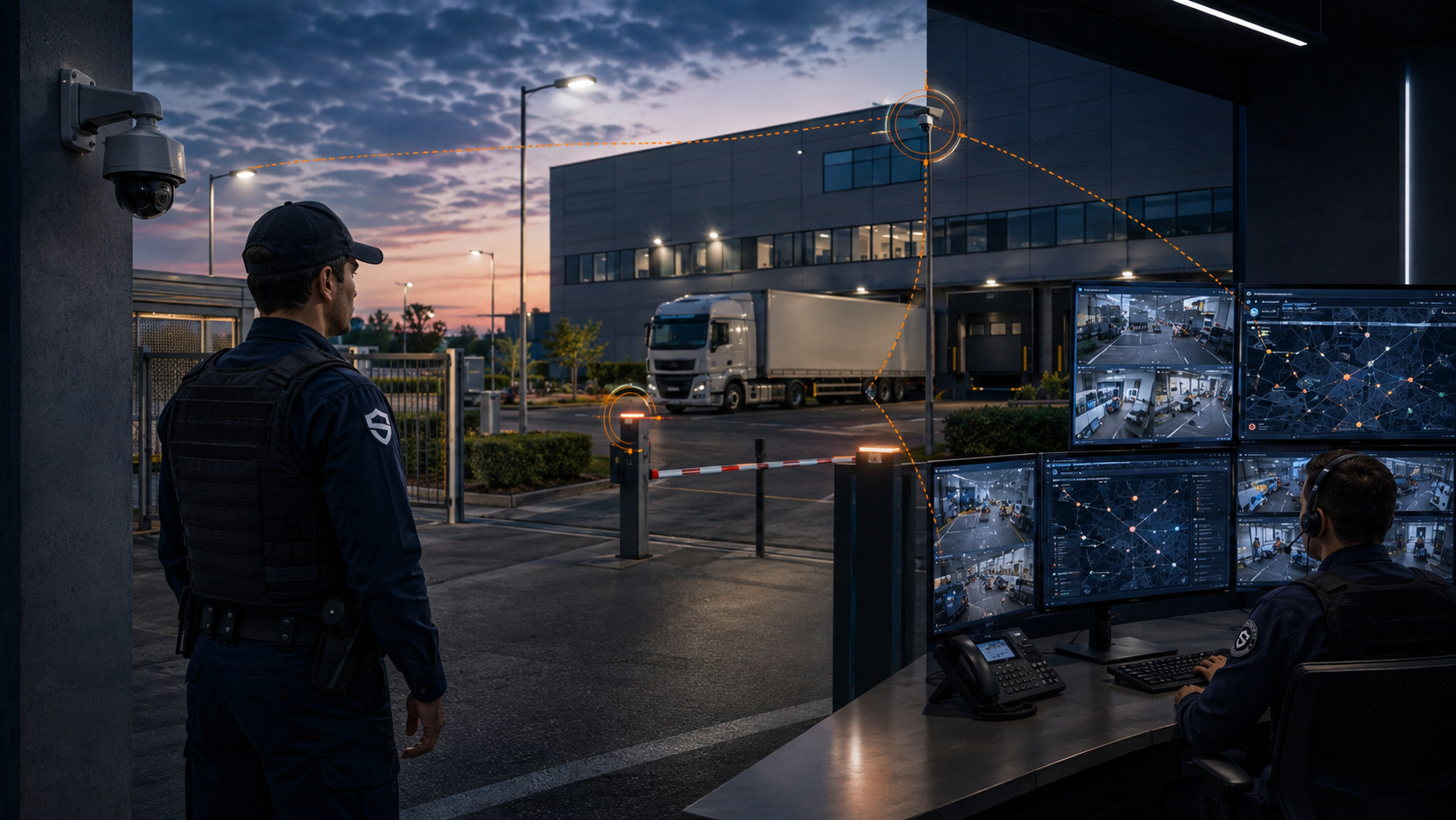 Guardia Schutzen y cámaras conectados con el centro de monitoreo