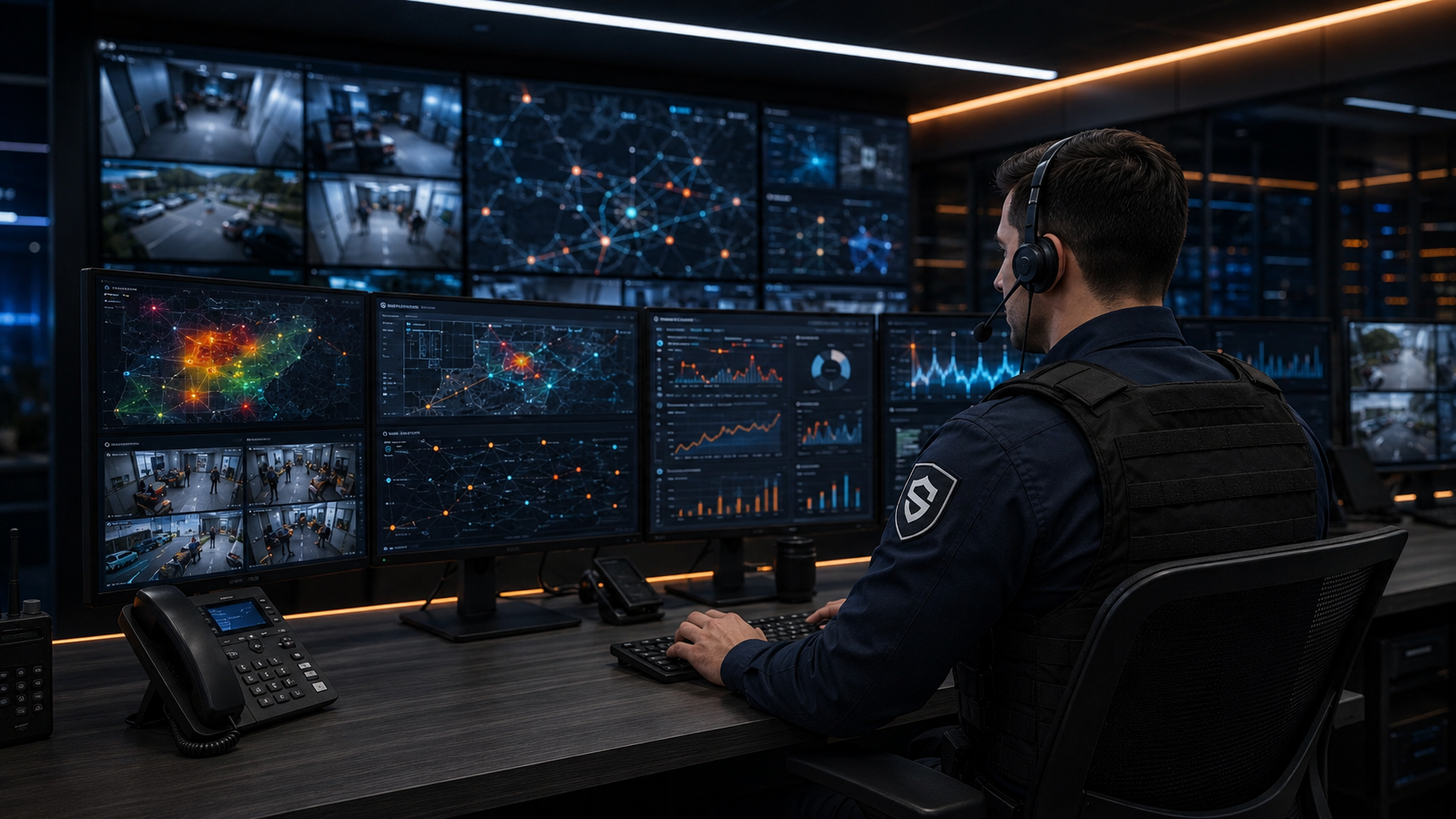Operador Schutzen analizando alertas, video y datos operativos