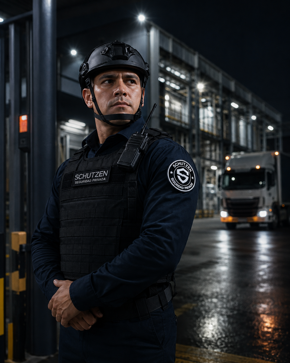 Guardia Táctico Schutzen en una operación industrial y logística